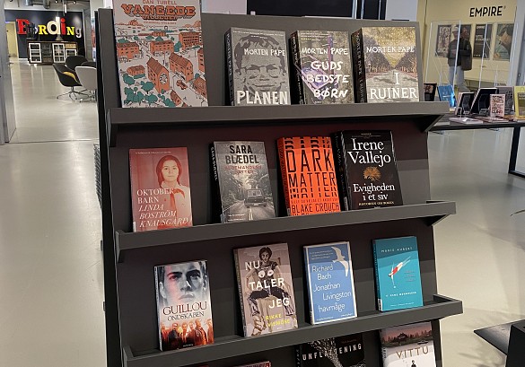 display of fiction books